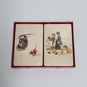 Norman Rockwell Vintage Playing Cards‎ Double Deck Set Trump Brand Sealed USA